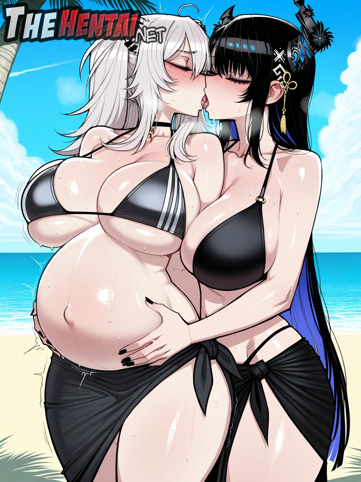 Futa Nerissa Ravencroft x Shishiro Botan Beach Hentai pt-br 39
