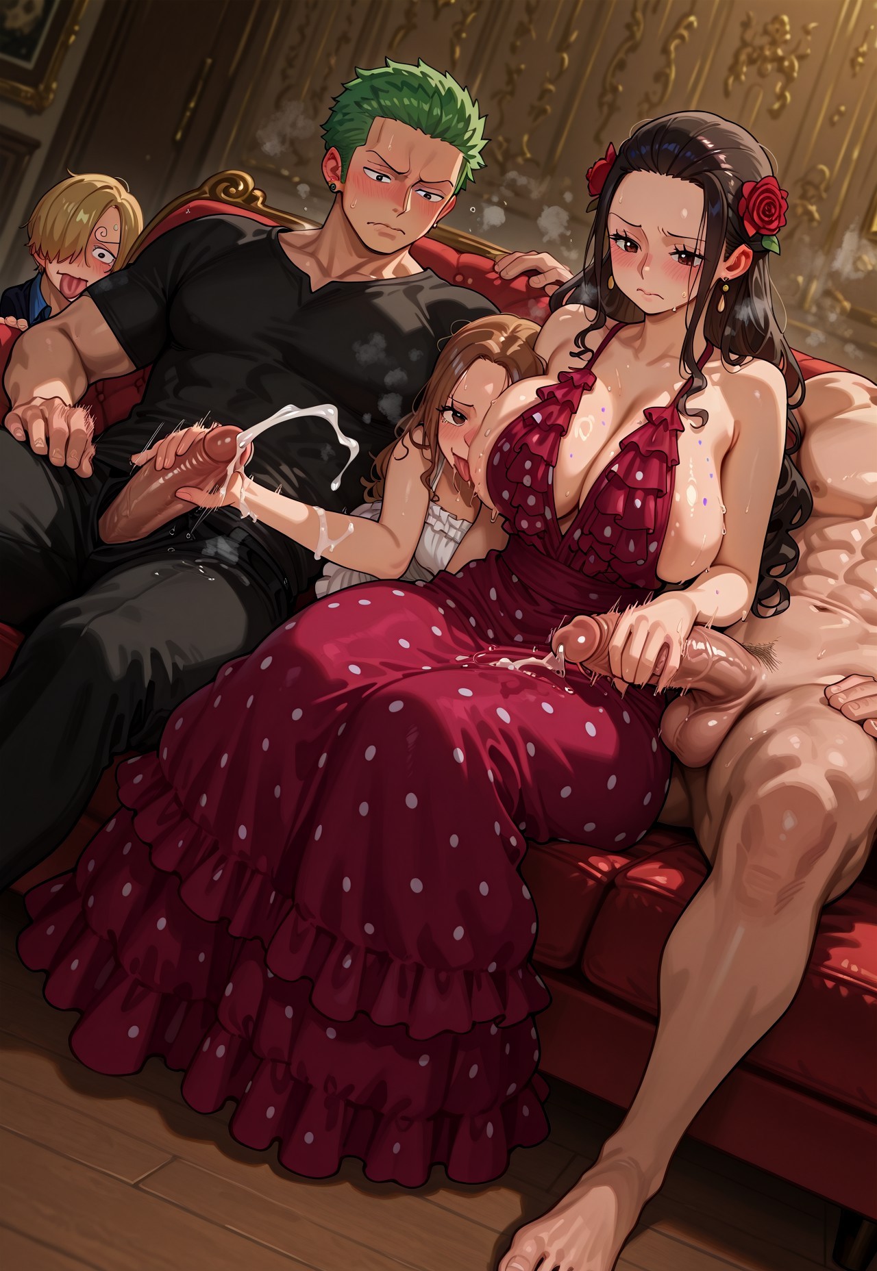 VIOLA DOUBLE HANDJOB POV: SANJI & ZORO CUMSHOTS Hentai pt-br 17