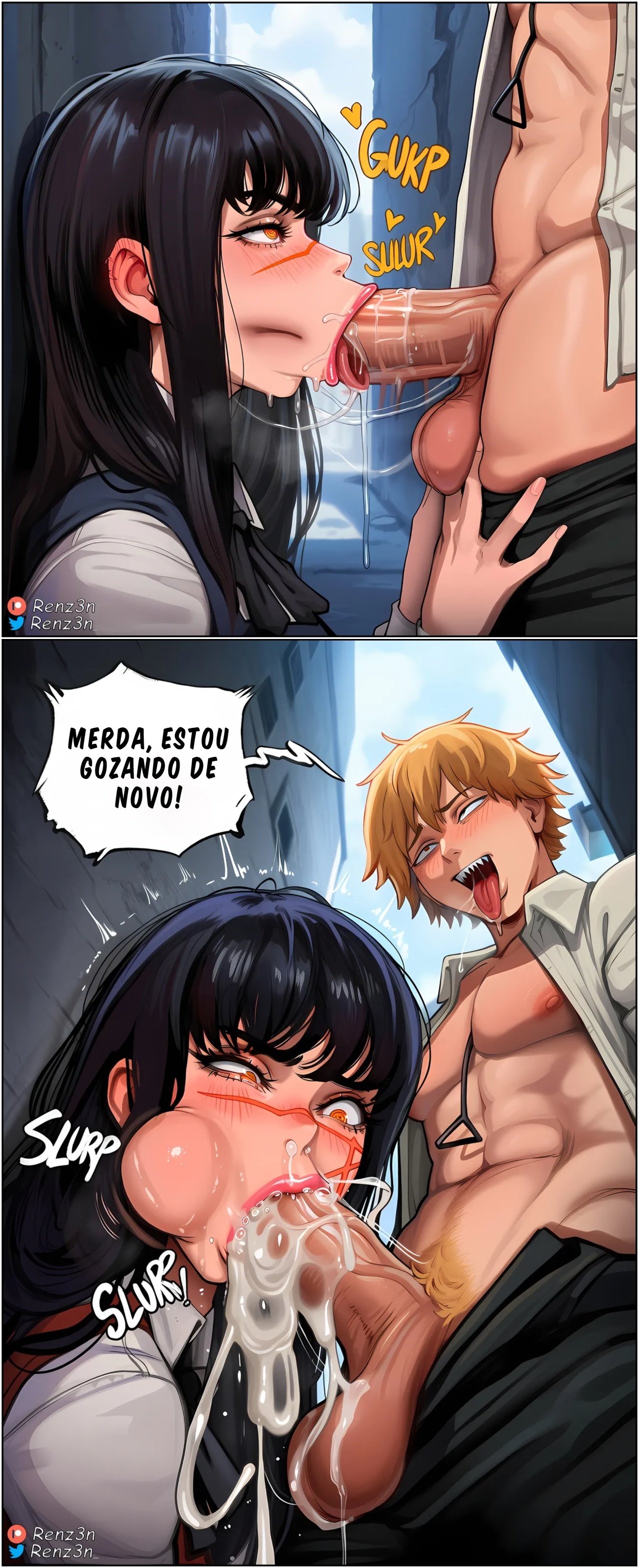 Yoru & Asa, Blowing Denji's Mind Hentai pt-br 14