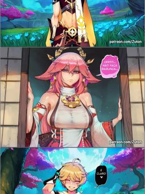 Aether x Yae Miko x Monna  Hentai pt-br 02